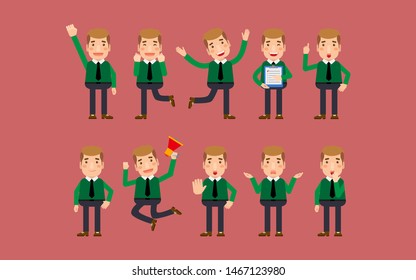 Flat Set of business people