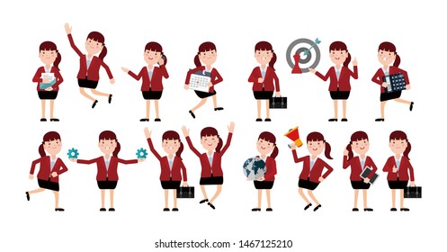 Flat Set of business people