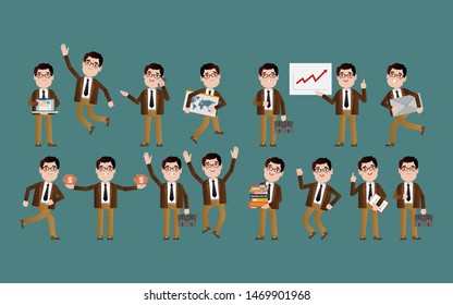 Flat Set of business people