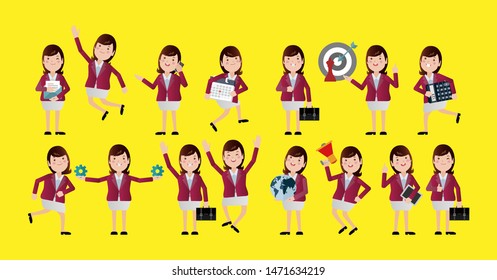 Flat Set of business people