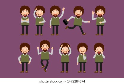 Flat Set of business people