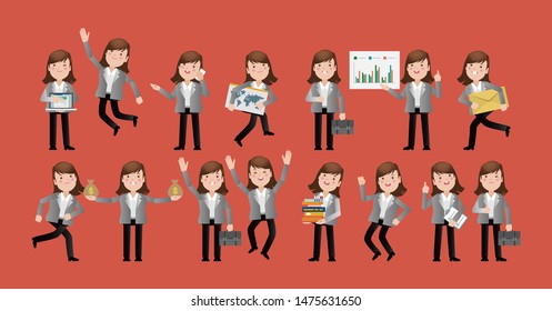 Flat Set of business people