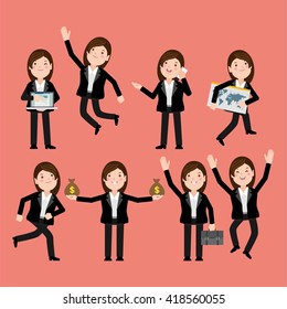Flat Set of Businesswoman