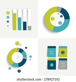 Flat set of charts and brochure elements. Simply color editable. Infographics elements.