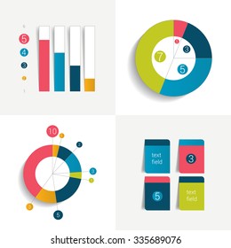 Flat set of charts and brochure elements. Simply color editable. Infographics elements.