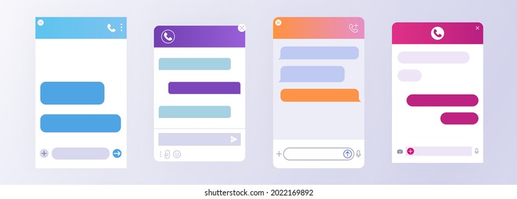 Flat set of chat bot dialog windows for customer support. Pop-up online window to help the user. AI services for communication in the mobile smartphone app, website. Virtual assistant bot layouts.