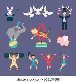 Flat Set of Circus animals and people.