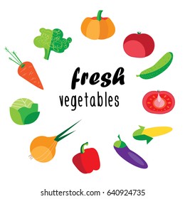 flat  set of fresh fruits. on a white background