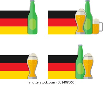 Flat set of German beer icons. Eps 10