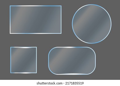 Flat set with glass plates different shape. Glass banner. Vector illustration. stock image.