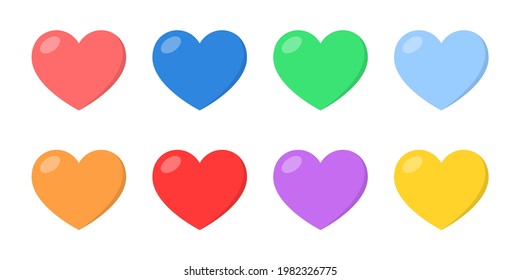 Flat set with heart. Abstract love symbol. Vector web button. Collection vector design element. Romantic background.