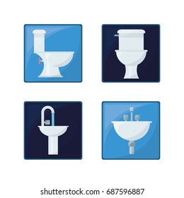 flat set icon bathroom design