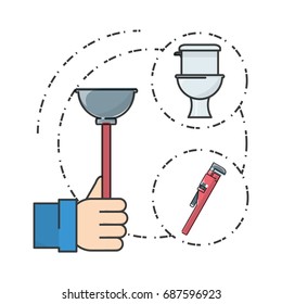 flat set icon bathroom and tools plumbing