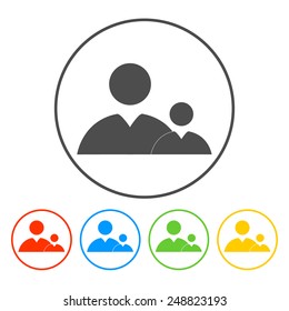 Flat set icon of businessman and child. Vector EPS