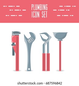 flat set icon tools plumbing