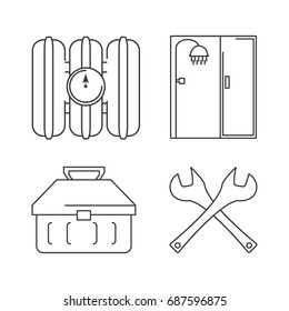 flat set icon tools plumbing