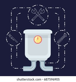 flat set icon tools plumbing