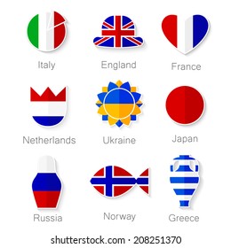 Flat set of icons - of the country. Symbols of the color of the flag of the country. Vector collection.