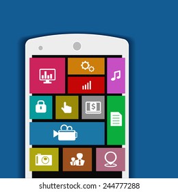 Flat set of icons with mobile phone. Vector illustration