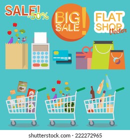 Flat set of illustrations. Store