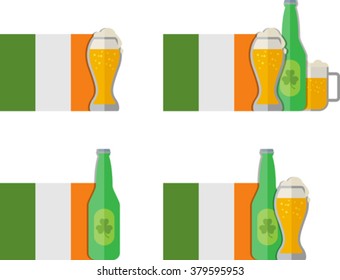 Flat set of Irish beer icon. Eps 10