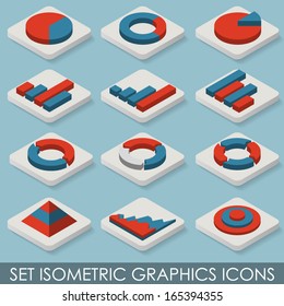 Flat Set Isometric Graphics Icons. Infographics