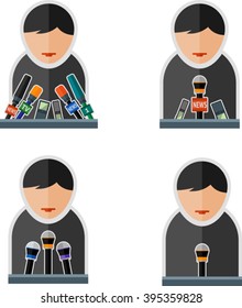 Flat set of man with microphones. Eps 10