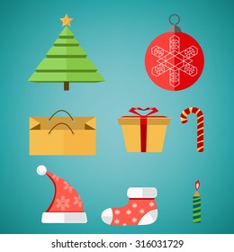 FLAT set merry christmas seamless