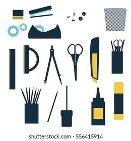 flat set office supplies