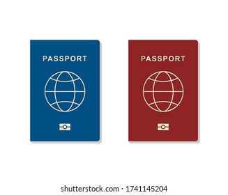 Un pasaporte plano. Tarjeta de identidad aislada en fondo blanco. Ilustración del vector