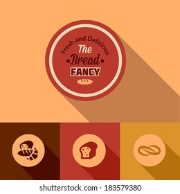 Flat Set of retro bakery design elements. Vector Illustration.
