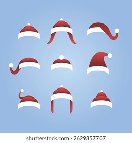 Flat set santa claus hat by tulangbercabang studio