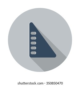 Flat Set Square icon with long shadow on grey circle