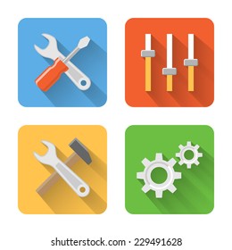 Flat settings icon. Vector illustration