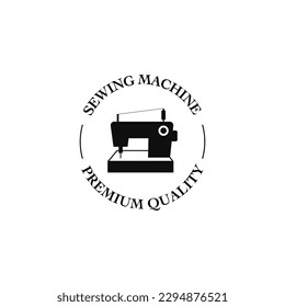 Flat sewing machine for tailor logo design illustration idea