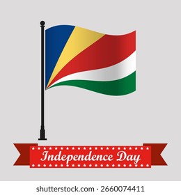 Flat Seychelles Independence Day With Waving Flag