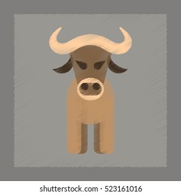 flat shading style icon cartoon bull