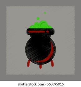 flat shading style icon cauldron witches potion