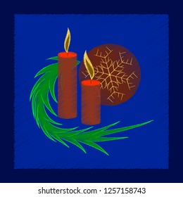 flat shading style icon Christmas balls and candles