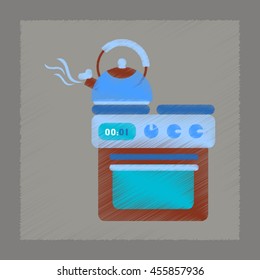 flat shading style icon coffee kettle on stove