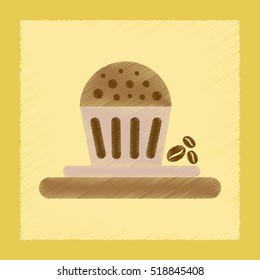 flat shading style icon coffee cake