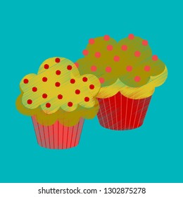 flat shading style icon Cupcakes
