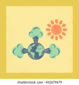 flat shading style icon earth greenhouse effect