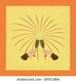 flat shading style icon glasses champagne Hands