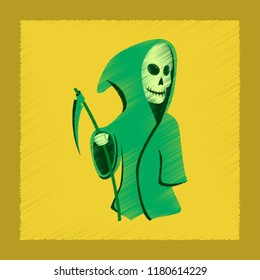 flat shading style icon halloween death scythe