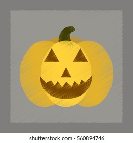 flat shading style icon halloween pumpkin