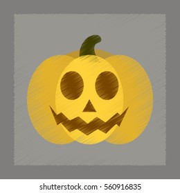 flat shading style icon halloween pumpkin