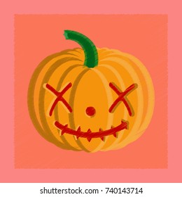 flat shading style icon Halloween pumpkin emotions