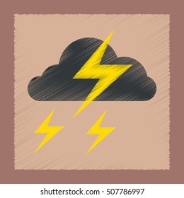 flat shading style icon lightning cloud