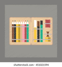 flat shading style icon pencil box pencil pen